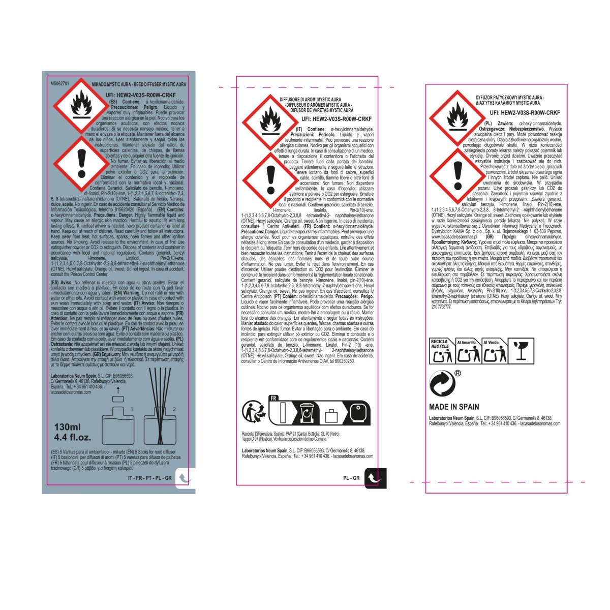 (6) REED DIFFUSER MYSTIC AURA MOON 130ML