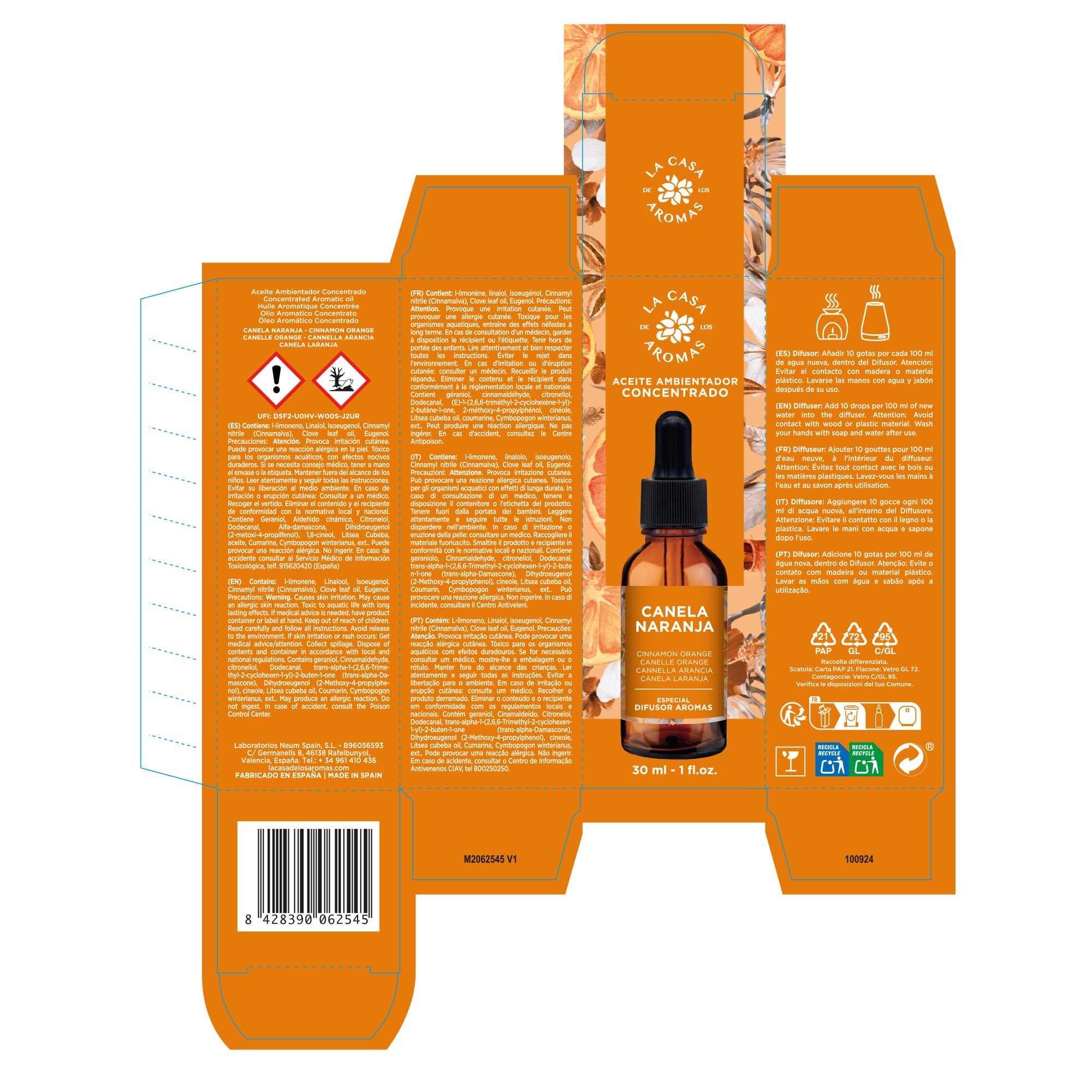 EXP.12 AC.HIDRO CANELA NARANJA 30 ML CASA AROMAS