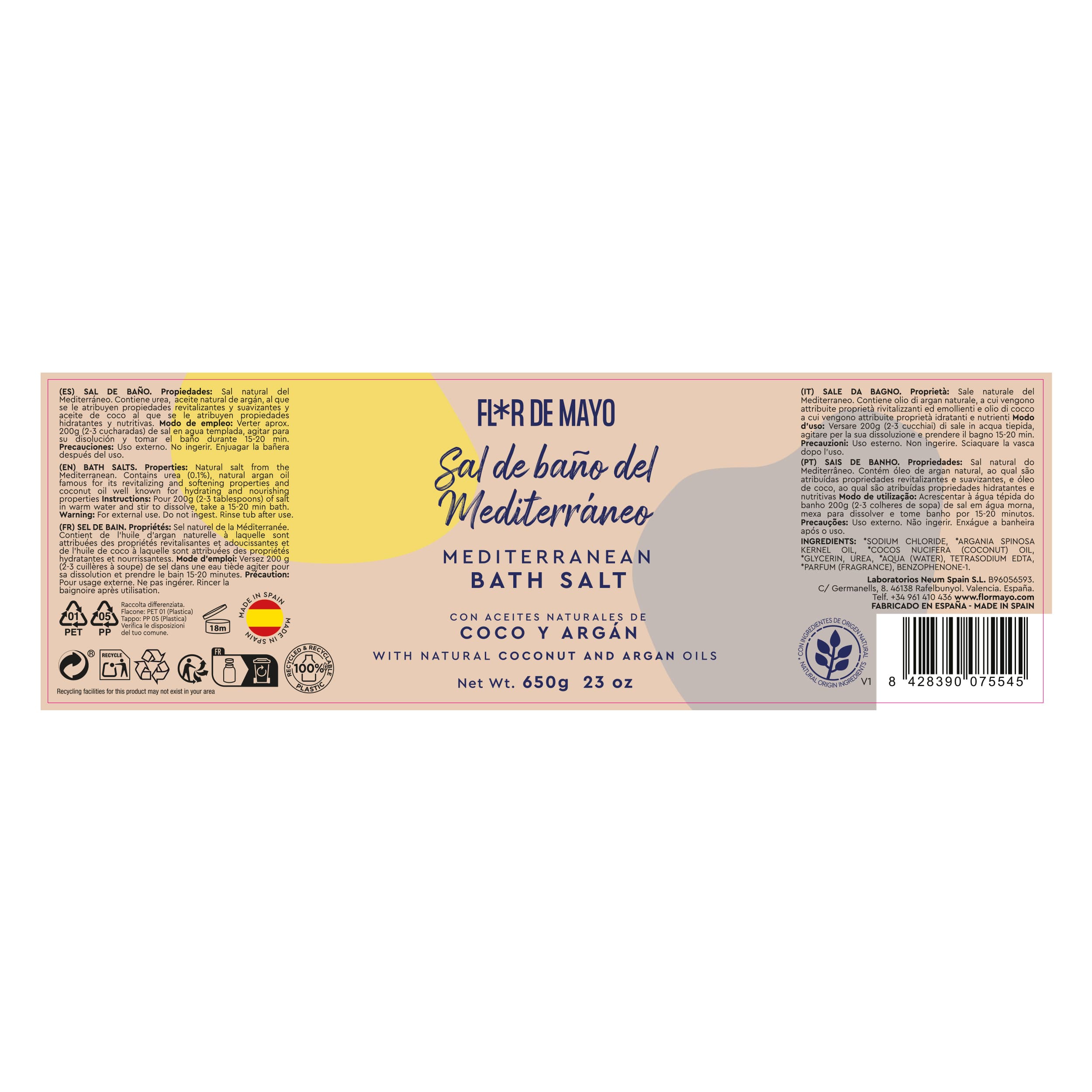 Sal de Baño Argán y Coco, 650g